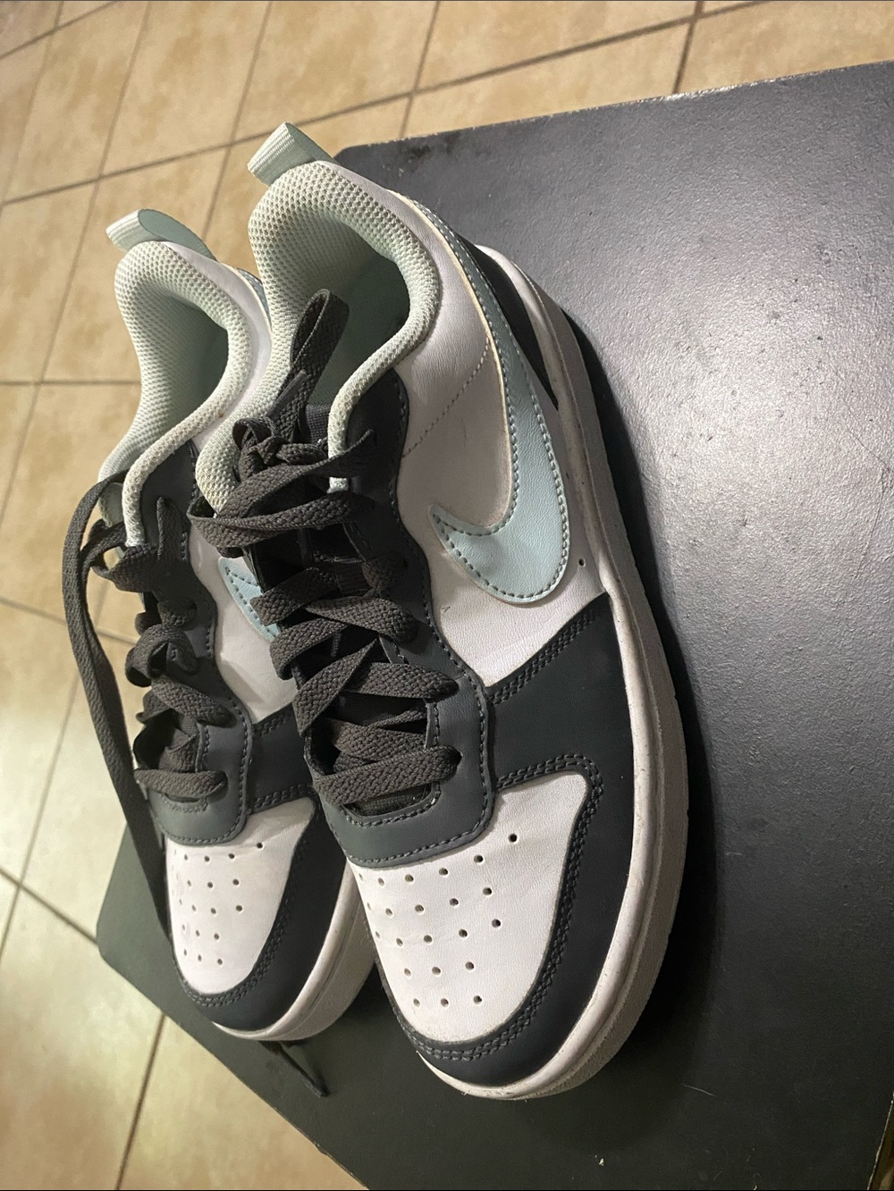 Nike Kids Low-Top Sneakers - White, Light Blue & Dark Gray